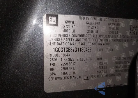 2016 Chevrolet Colorado Lt from USA, damaged, VIN 1GCGTCE37G1180432